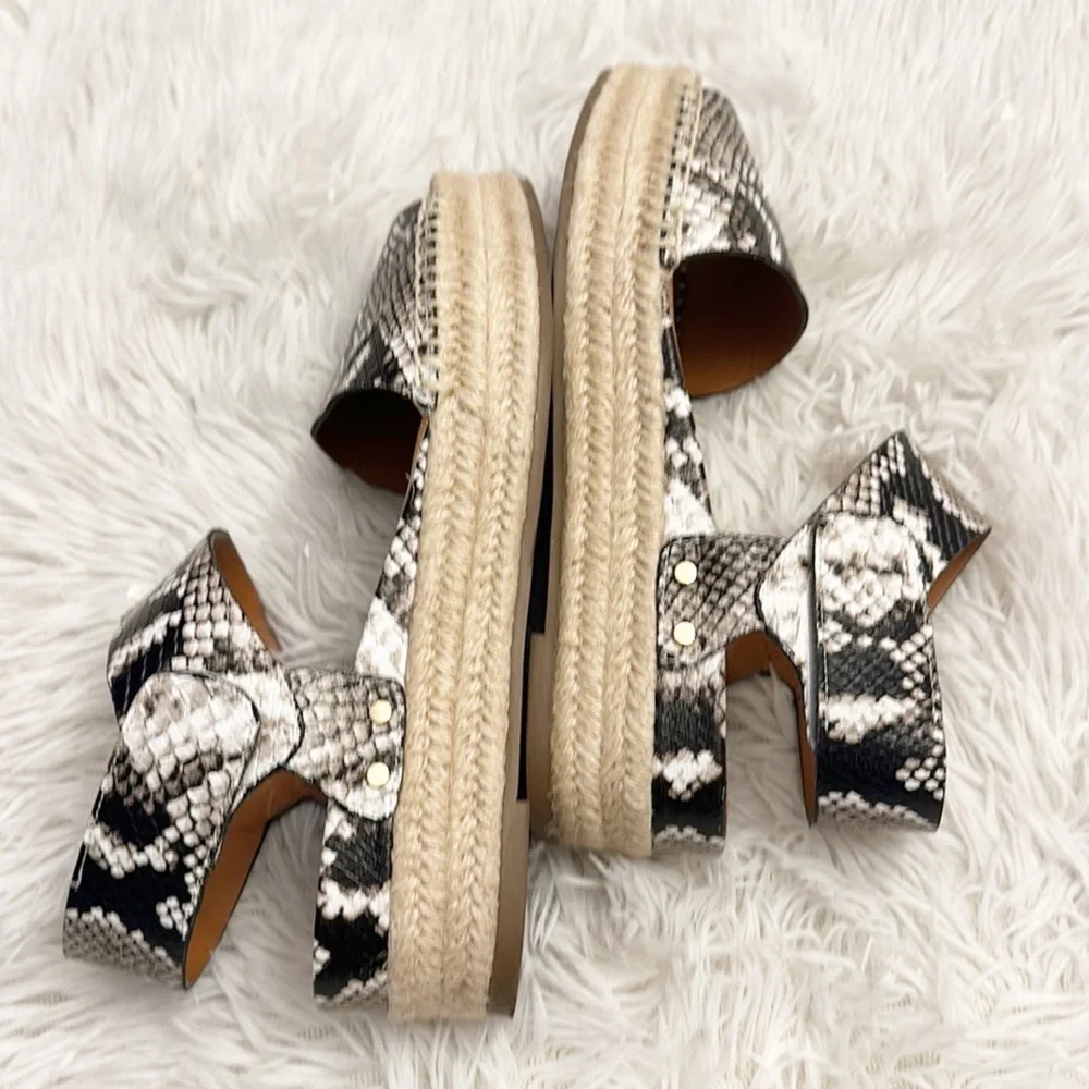 Franco Sarto Oak Snake print espadrille platform sandals women size 8